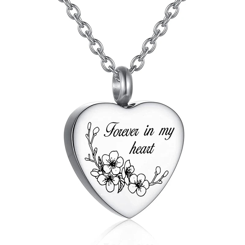  Heart Flower Cremation Jewelry for Ashes for women Keepsake Stainless Steel Memorial Pendant Cremation Urn Necklace for Human