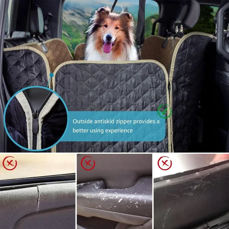 Truck Dog Car Seat Covers Back Seat, Waterproof Dog Car Hammock for Truck with 2 Dog Seat Belts and Storage Bags,