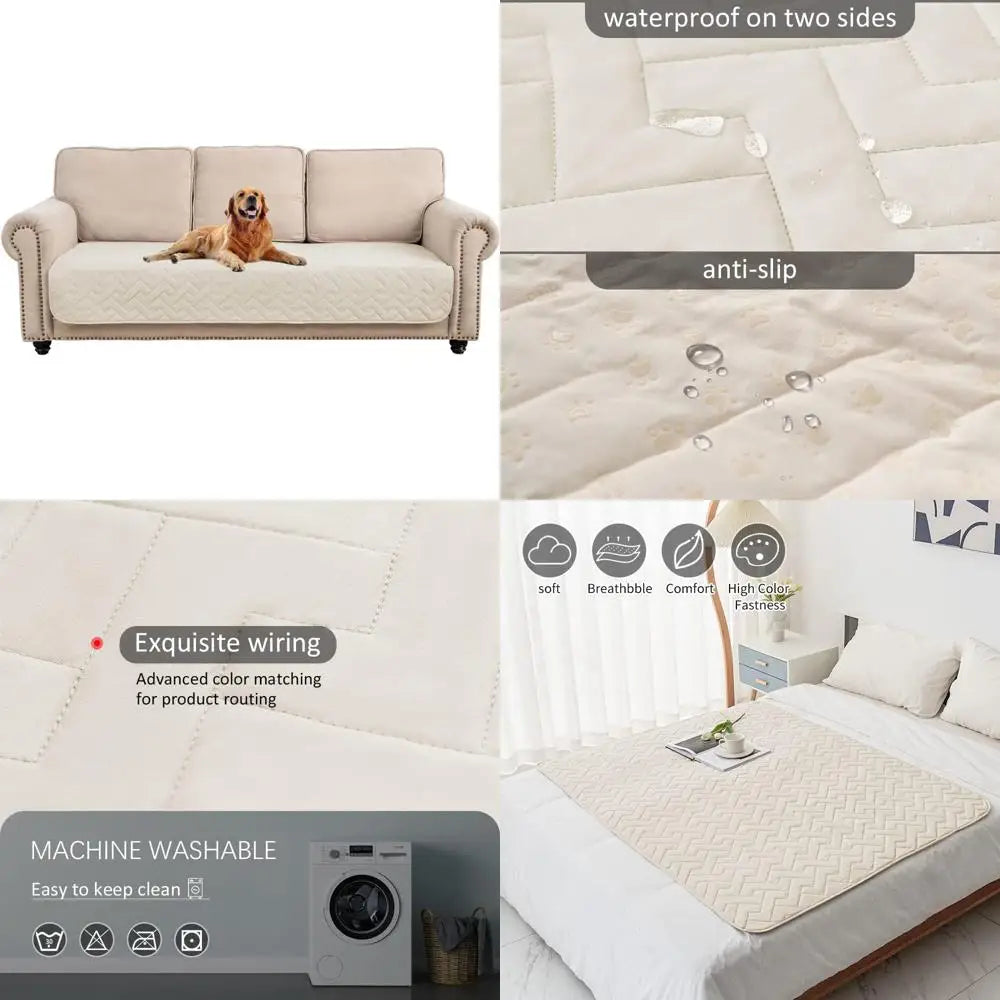 fuguitex Waterproof Dog Bed Cover Couch Cover, Anti-Slip Cat Mat Pet Pad Blanket for Sofa Chair Recliner Furniture Protrctor