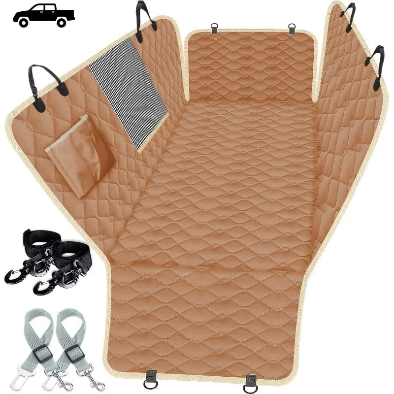 Truck Dog Car Seat Covers Back Seat, Waterproof Dog Car Hammock for Truck with 2 Dog Seat Belts and Storage Bags,