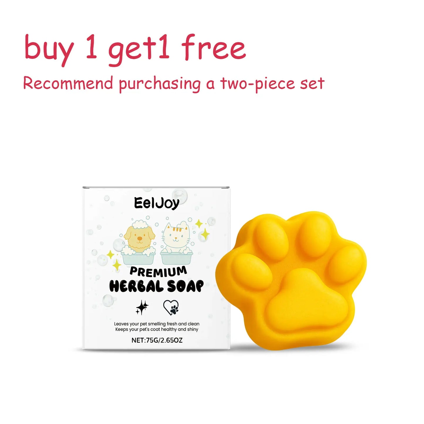 EelJoy 75g Pet Soap Plant Ingredients Daily Cleaning Cat and Dog Body Hair Removal Odor Fresh Soap