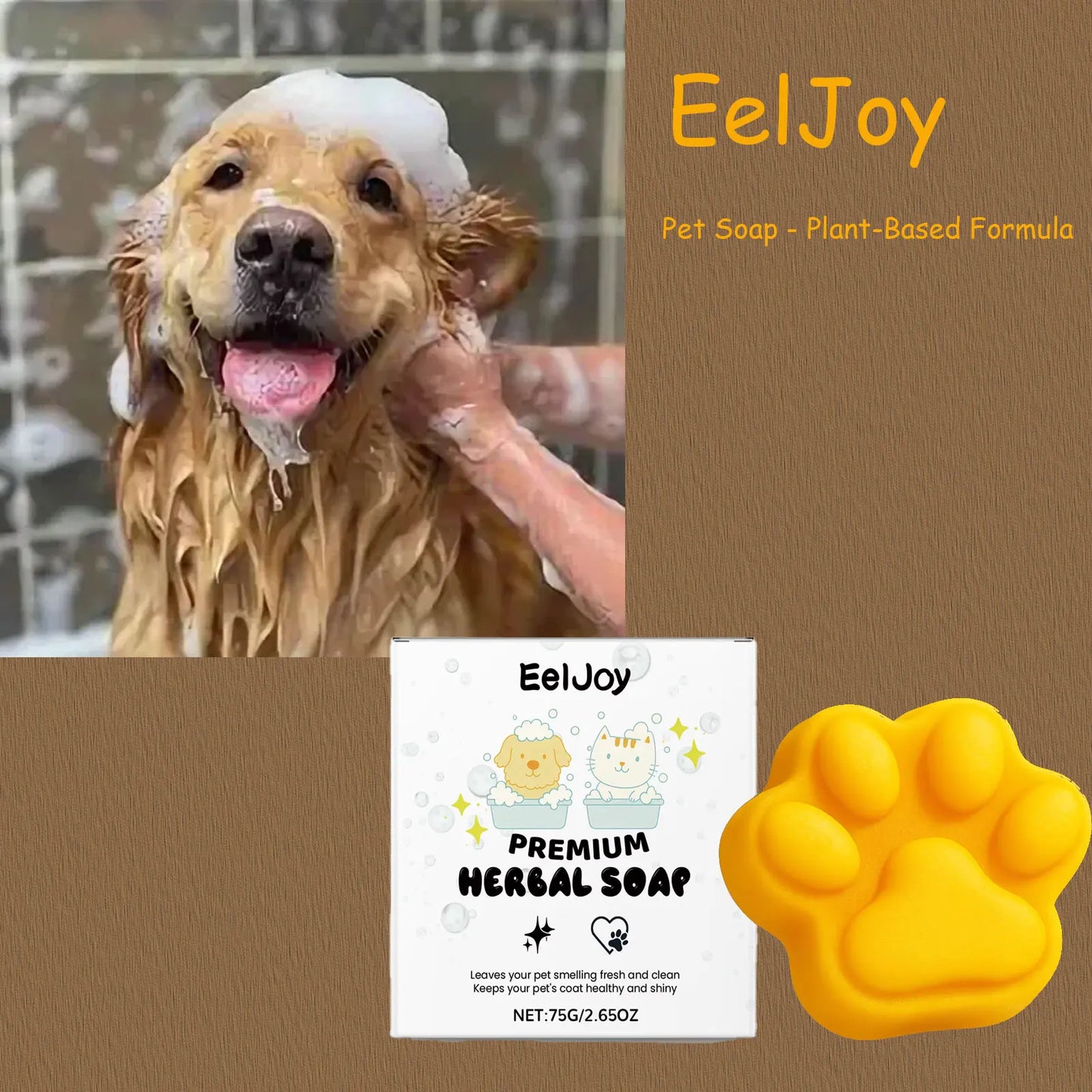 EelJoy 75g Pet Soap Plant Ingredients Daily Cleaning Cat and Dog Body Hair Removal Odor Fresh Soap