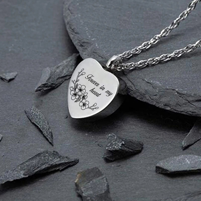  Heart Flower Cremation Jewelry for Ashes for women Keepsake Stainless Steel Memorial Pendant Cremation Urn Necklace for Human