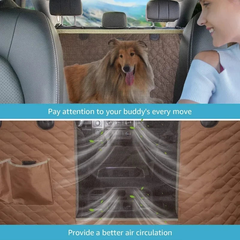 Truck Dog Car Seat Covers Back Seat, Waterproof Dog Car Hammock for Truck with 2 Dog Seat Belts and Storage Bags,