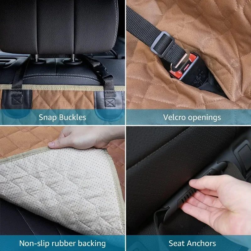 Truck Dog Car Seat Covers Back Seat, Waterproof Dog Car Hammock for Truck with 2 Dog Seat Belts and Storage Bags,