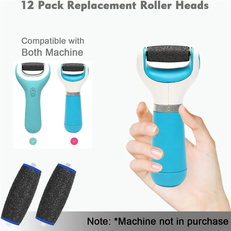 PORK-12 Pack Extra Coarse Replacement Roller For Amope Pedi Replacement Head Refills For Electric Foot Callus Remover Tool