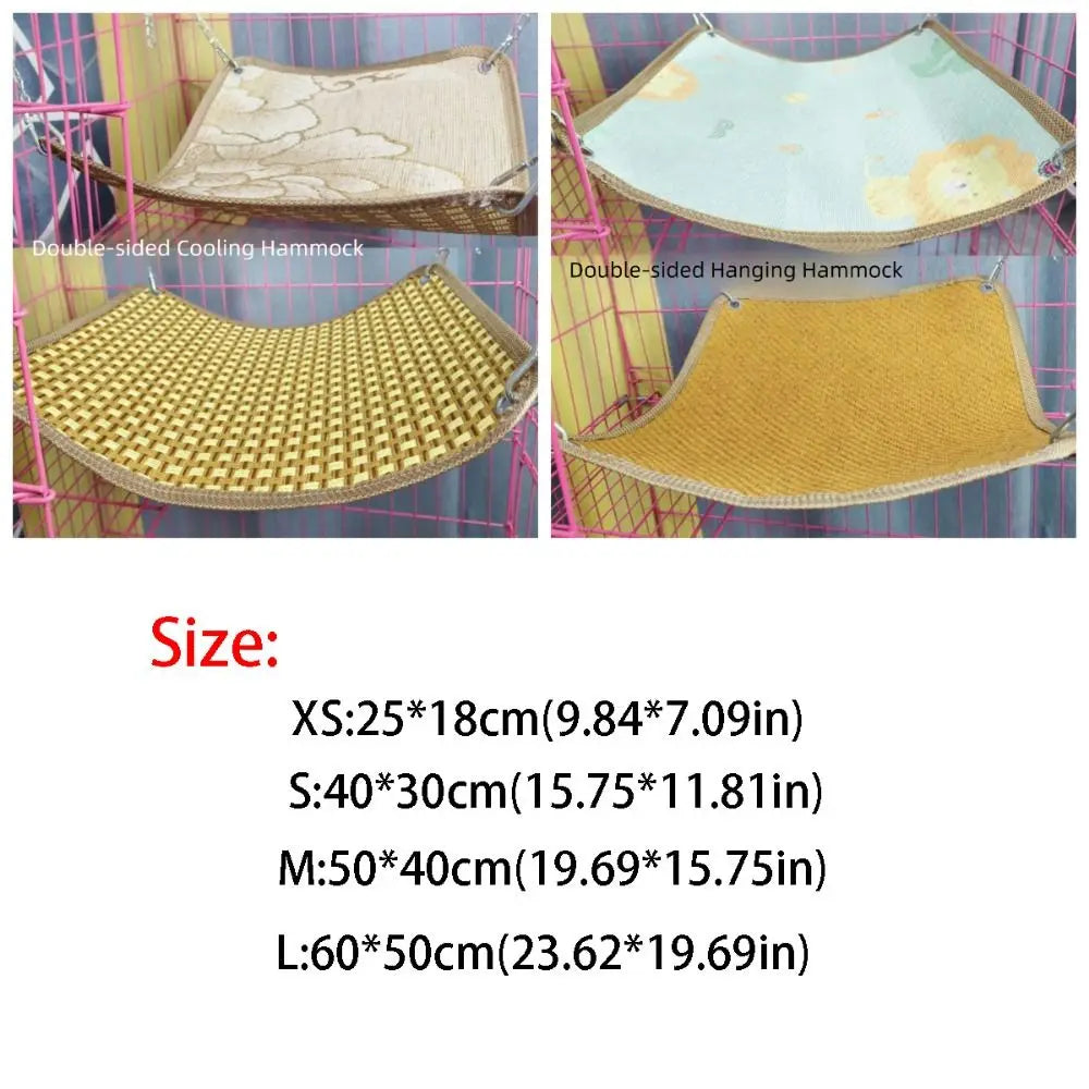 Double-sided Cat Hammock Bed Cartoon Wear Resistant Cat Hanging Sleeping Bed Breathable with Hanging Hook Pet Cage Hammock