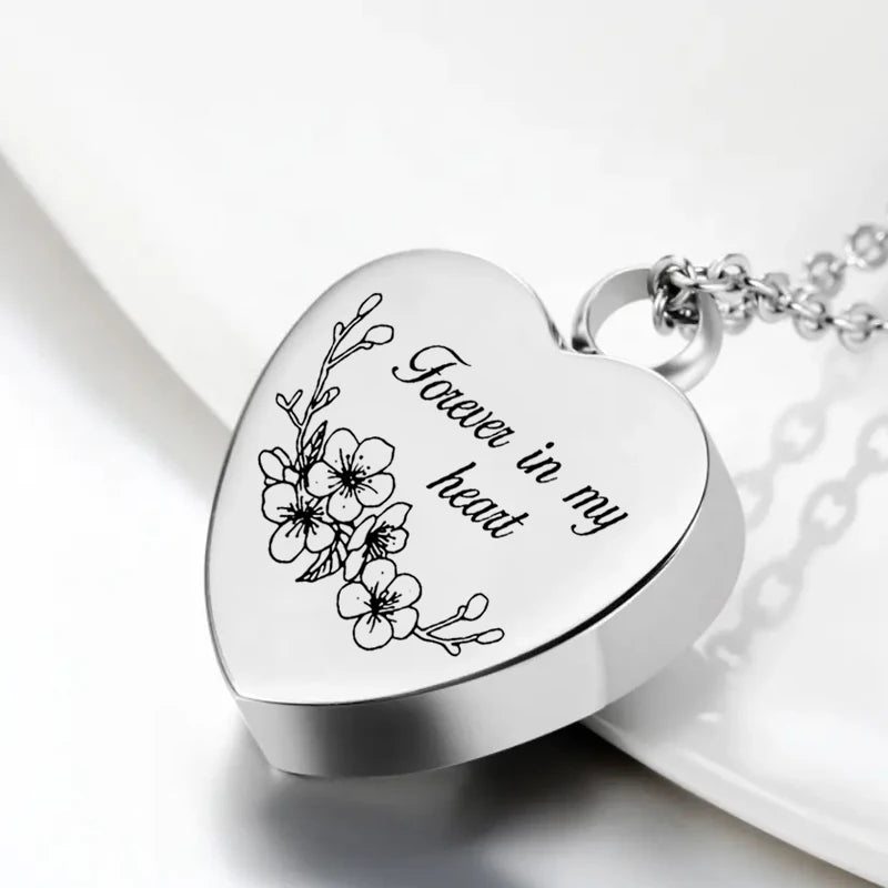  Heart Flower Cremation Jewelry for Ashes for women Keepsake Stainless Steel Memorial Pendant Cremation Urn Necklace for Human