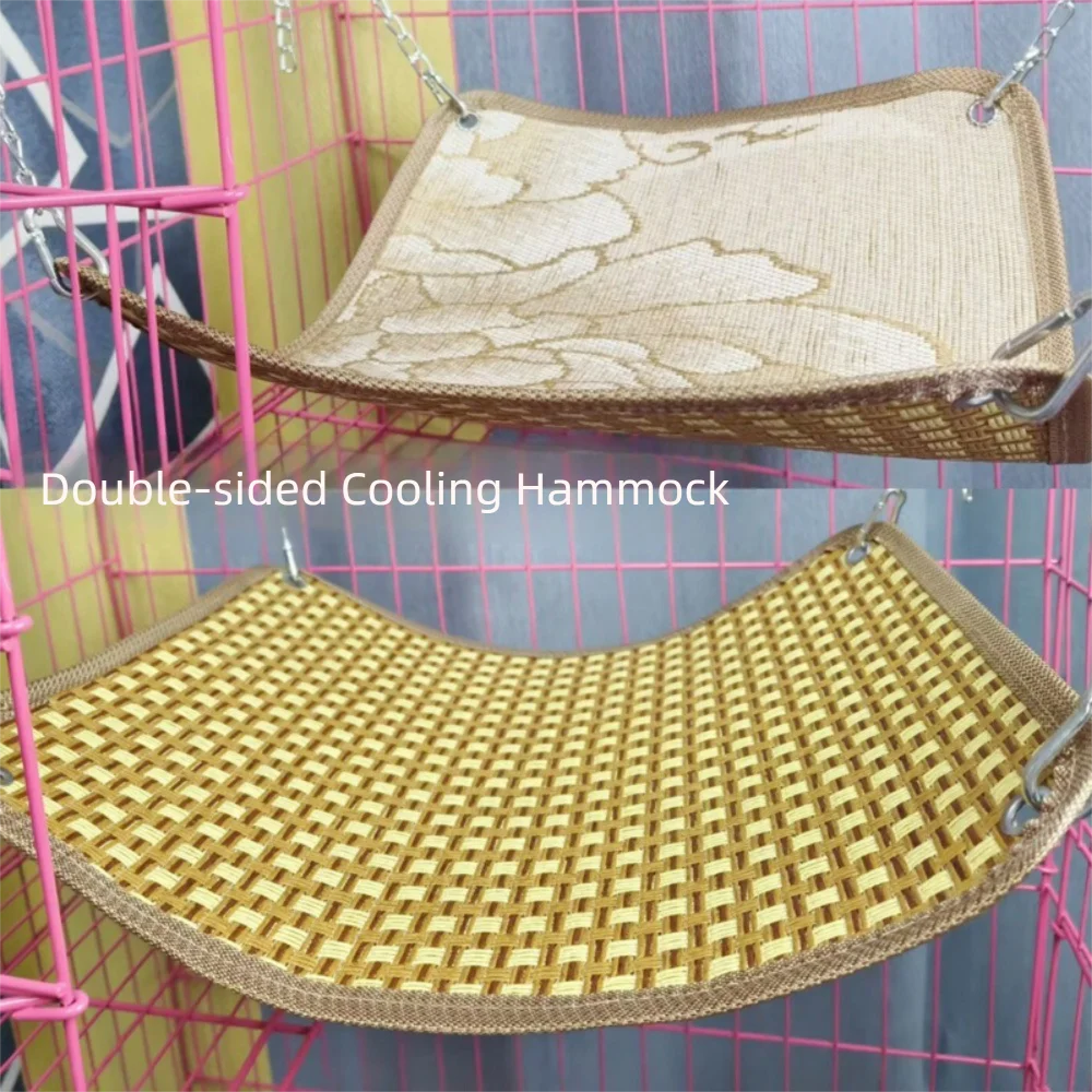 Double-sided Cat Hammock Bed Cartoon Wear Resistant Cat Hanging Sleeping Bed Breathable with Hanging Hook Pet Cage Hammock