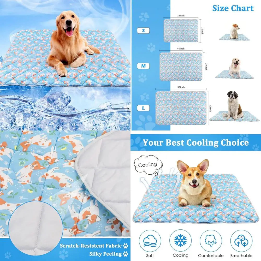 Dog Cooling Mat, Cooling Blanket for Dogs Bed Cover, Ice Silk Cool Pad for Dogs Furniture Protector, Premium Soft Washable Pet B