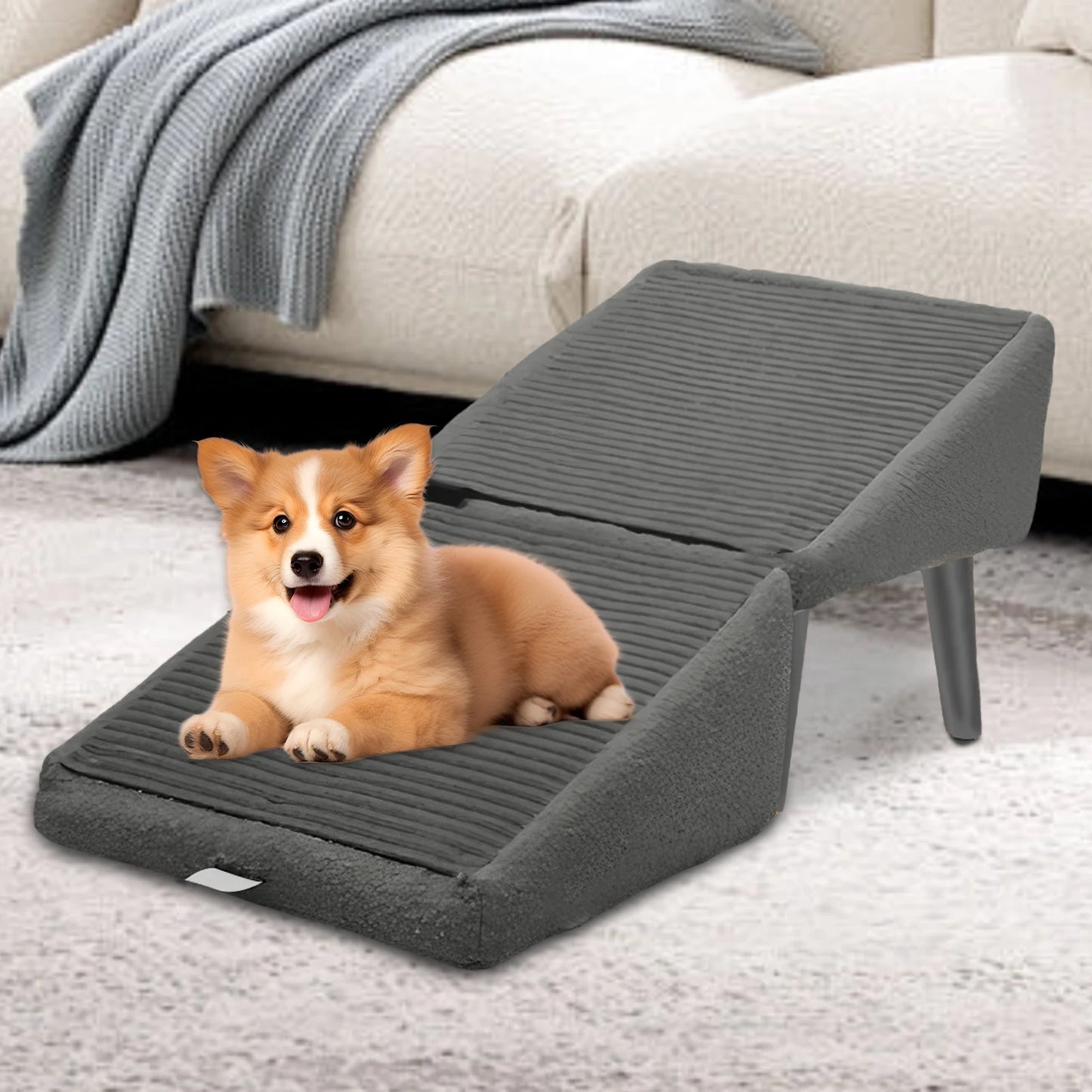 Dog Ramp for Bed Foldable Dog Vehicle Stairs Footrest Stool for Small Breed Animal Multifunctional Non-Slip Cat Vehicle Ramp