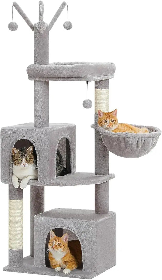 53-Inch Green Cat Tree with 2 Condos for Indoor Cats,Cat Tower with Scratching Posts for Small Cats,Cactus Cat Tree Tower