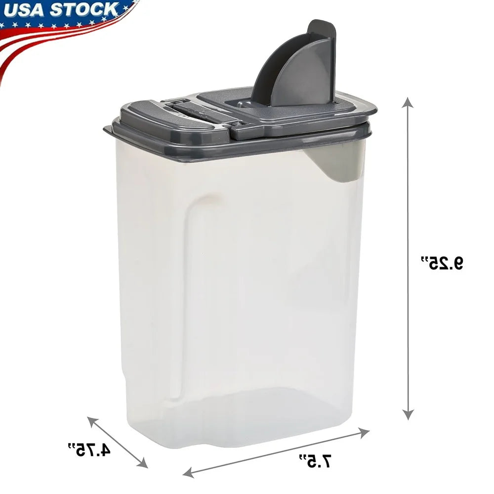 3.5 QT Clear Plastic Food Dispenser with Gray Lid Airtight Storage Solution Kitchen Essentials Efficient Organization Container