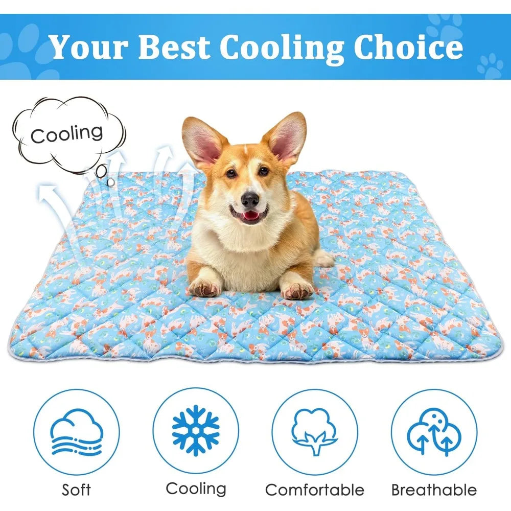 Dog Cooling Mat, Cooling Blanket for Dogs Bed Cover, Ice Silk Cool Pad for Dogs Furniture Protector, Premium Soft Washable Pet B