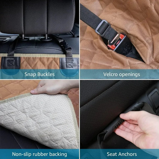 Truck Dog Car Seat Covers Back Seat, Waterproof Dog Car Hammock for Truck with 2 Dog Seat Belts and Storage Bags,