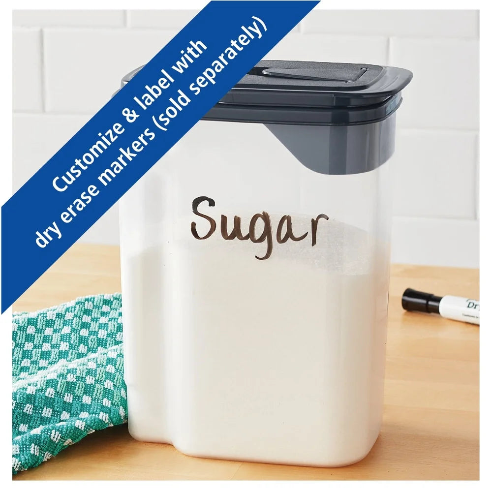 3.5 QT Clear Plastic Food Dispenser with Gray Lid Airtight Storage Solution Kitchen Essentials Efficient Organization Container