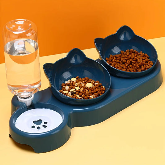Zen Pet 3-in-1 Tilted Cat Bowl & Water Feeder Set 🐾💧