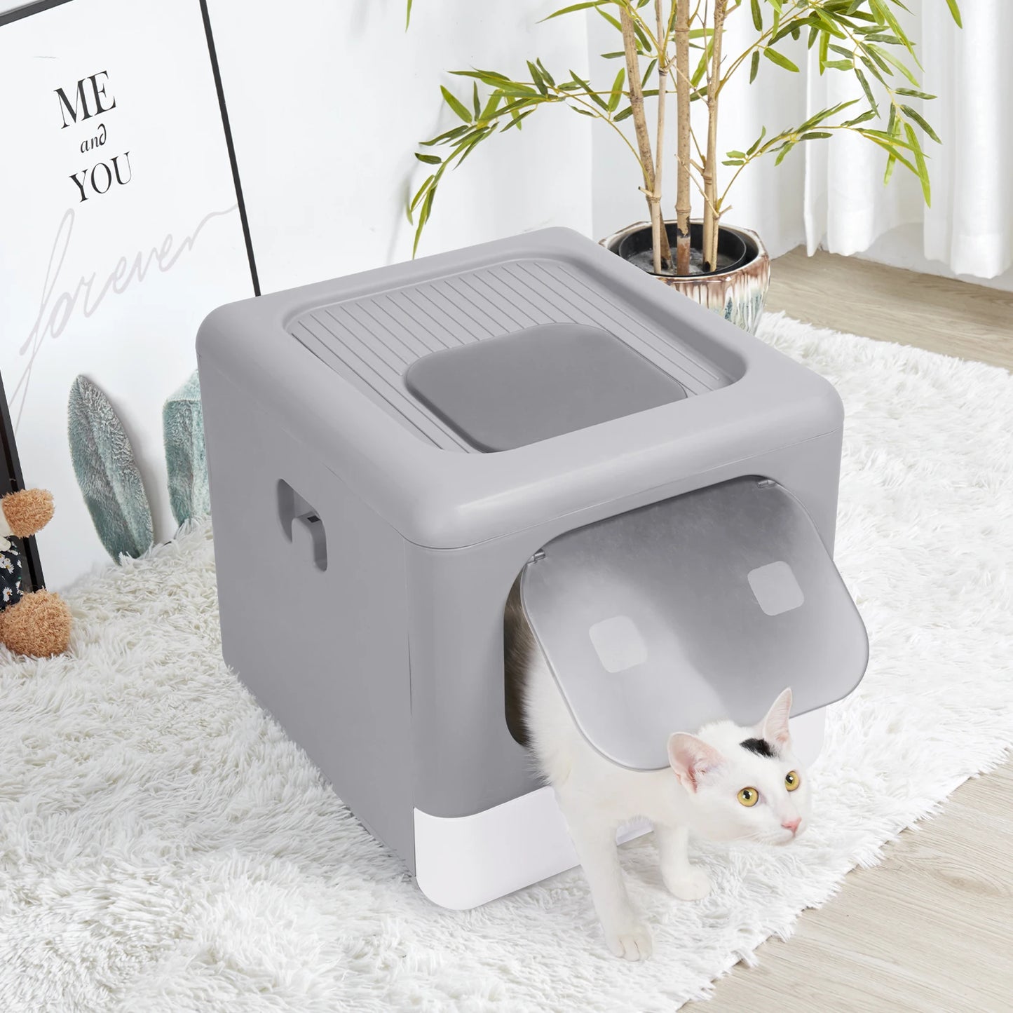 Zen Pet Foldable Enclosed Cat Litter Box with Scoop & Sifting Tray 🐱🌿