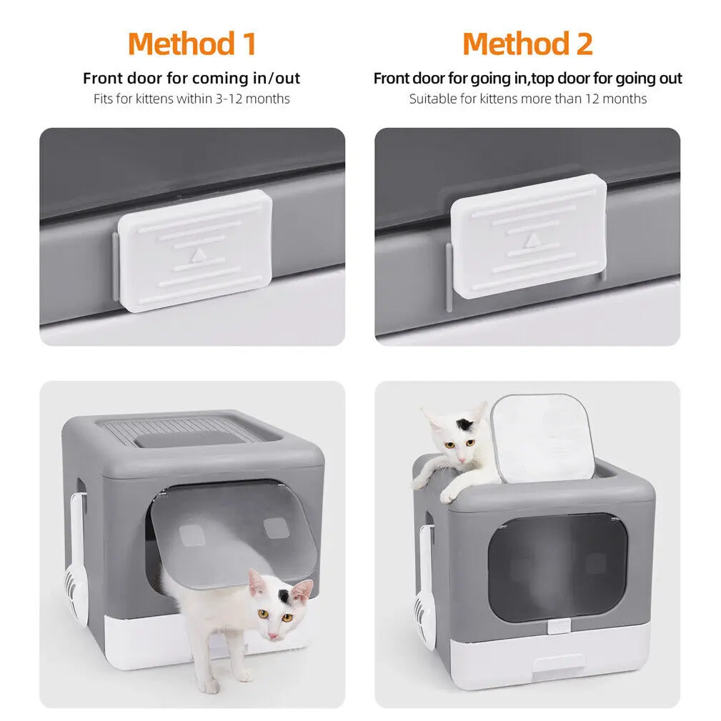 Zen Pet Foldable Enclosed Cat Litter Box with Scoop & Sifting Tray 🐱🌿