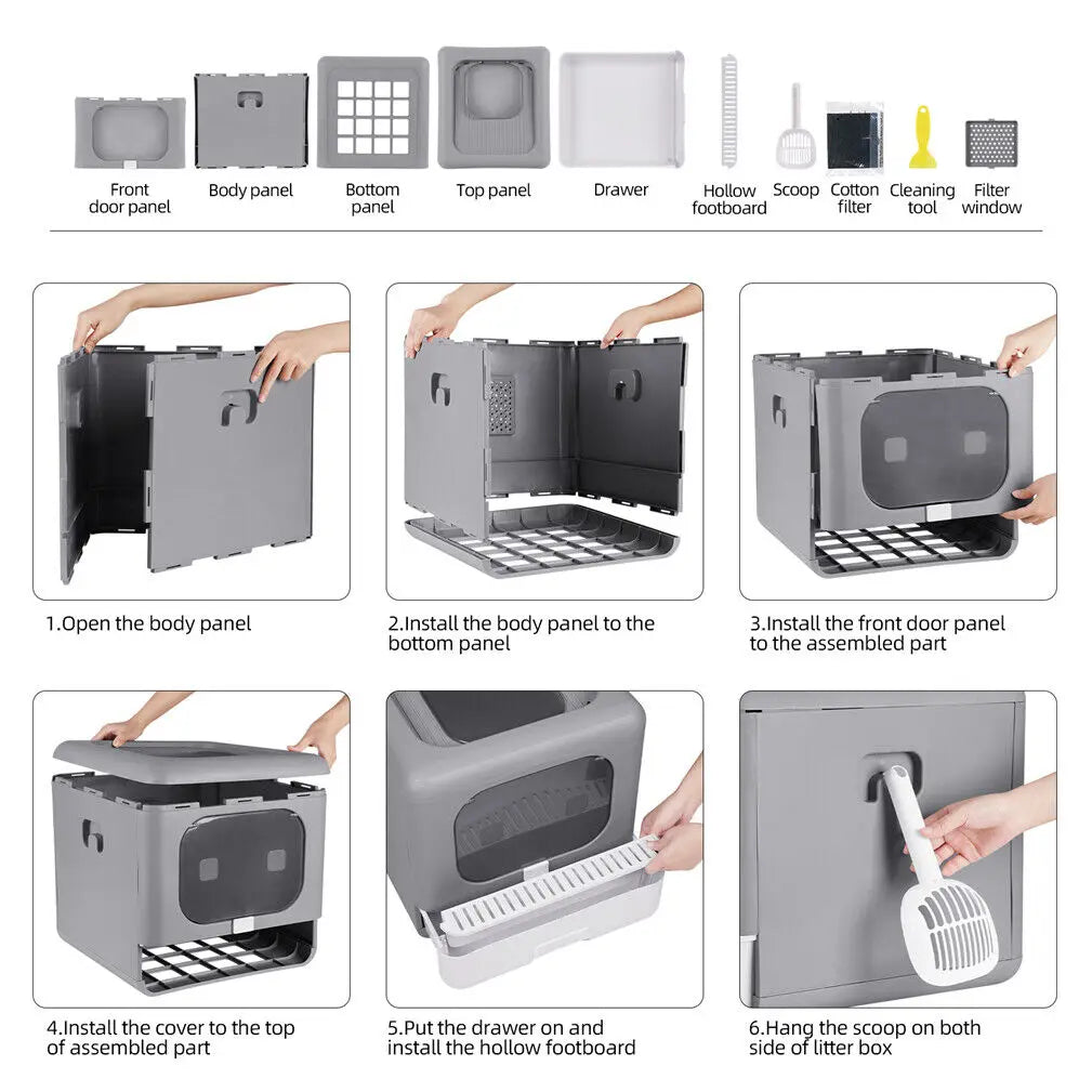 Zen Pet Foldable Enclosed Cat Litter Box with Scoop & Sifting Tray 🐱🌿