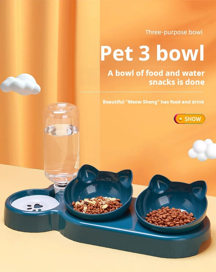 Zen Pet 3-in-1 Tilted Cat Bowl & Water Feeder Set 🐾💧