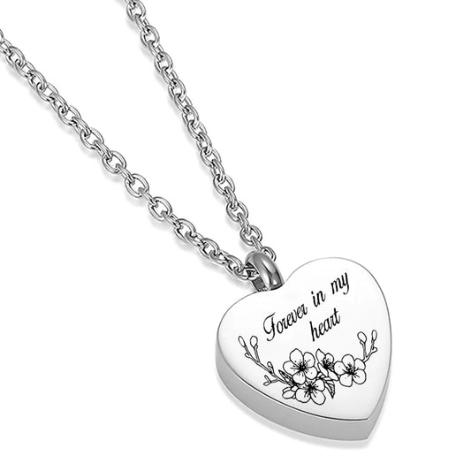 ﻿ Heart Flower Cremation Jewelry for Ashes for women Keepsake Stainless Steel Memorial Pendant Cremation Urn Necklace for Human