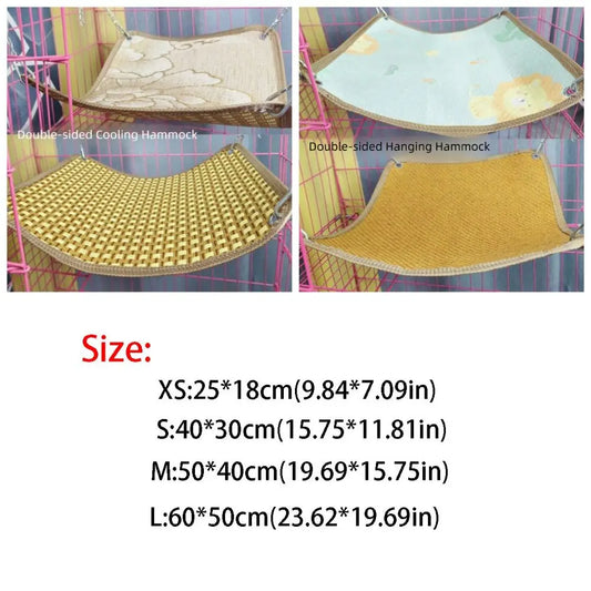 Double-sided Cat Hammock Bed Cartoon Wear Resistant Cat Hanging Sleeping Bed Breathable with Hanging Hook Pet Cage Hammock