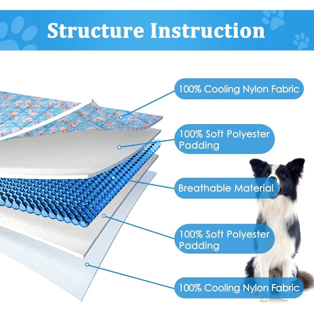 Dog Cooling Mat, Cooling Blanket for Dogs Bed Cover, Ice Silk Cool Pad for Dogs Furniture Protector, Premium Soft Washable Pet B